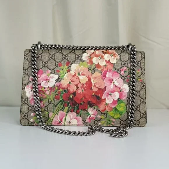 Gucci GG Logo Supreme Medium Flore Dionysus Shoulder Bag with Floral Detailing - Picture 3 of 9